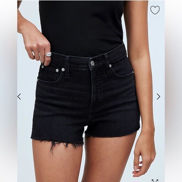 EUC MADEWELL HIGH-RISE DENIM BLACK SHORTS SIZE 30 FRAYED HEMS - Picture 1 of 9